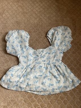 Altar’d State Blue Floral Babydoll Top XS Size